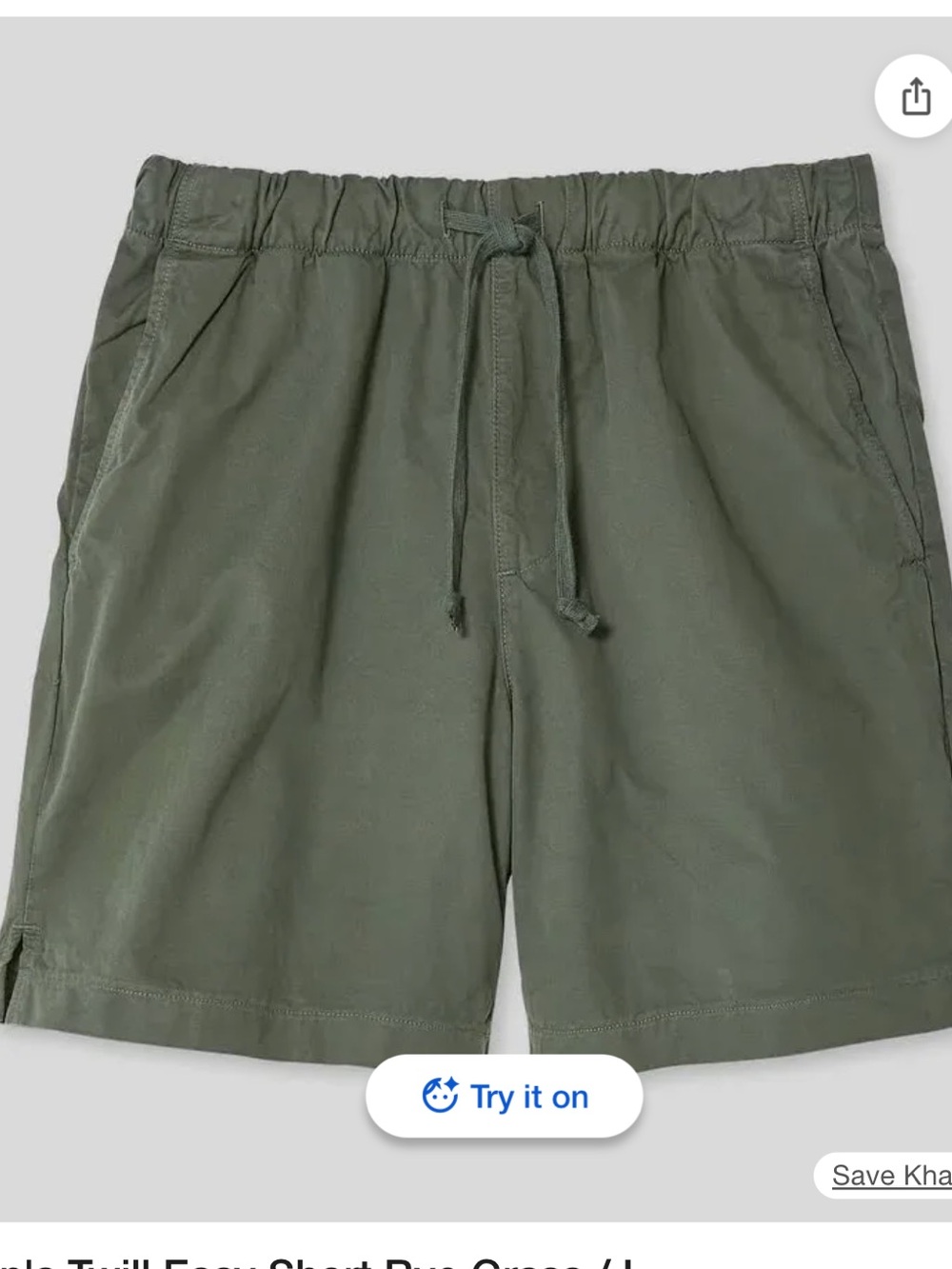 Men's Save Khaki United SKU Twill Easy Short — Rye Grass- Size M Excellent Cond